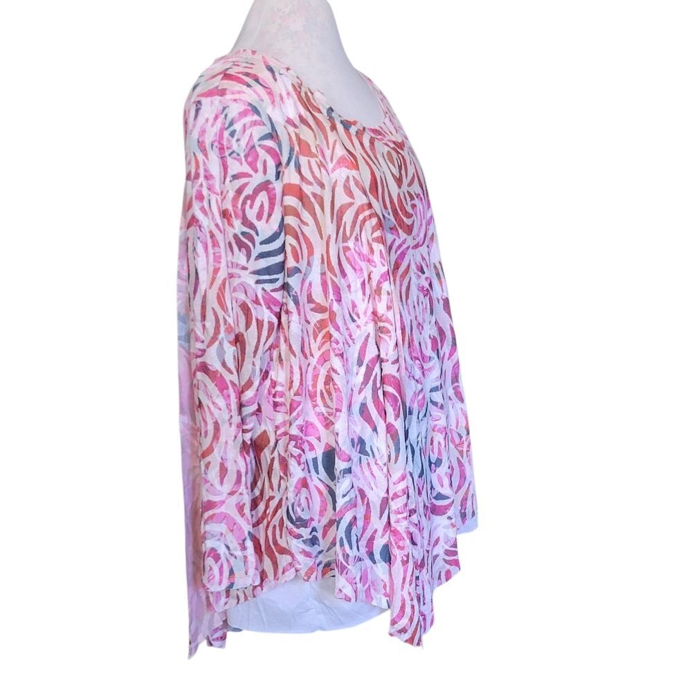 One World Elegant Pink and White Asymmetrical Hem Top - NWT - Picture 7 of 11